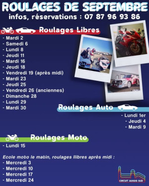 Circuit de l'Auxois - Calendrier de Septembre